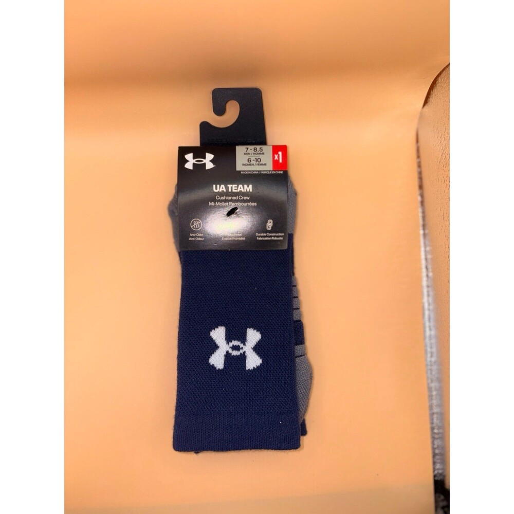 Under Armour UA Soccer Sock Cushioned Over the Calf Navy M 7-8.5 W 6-10 Wicking